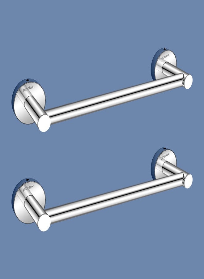 Plantex Towel Holder for Bathroom/12 inch Towel Bar/Single Towel Rod/Towel Hanger for Home/Bathroom Accessories - Pack of 2 (Chrome) - Image 1